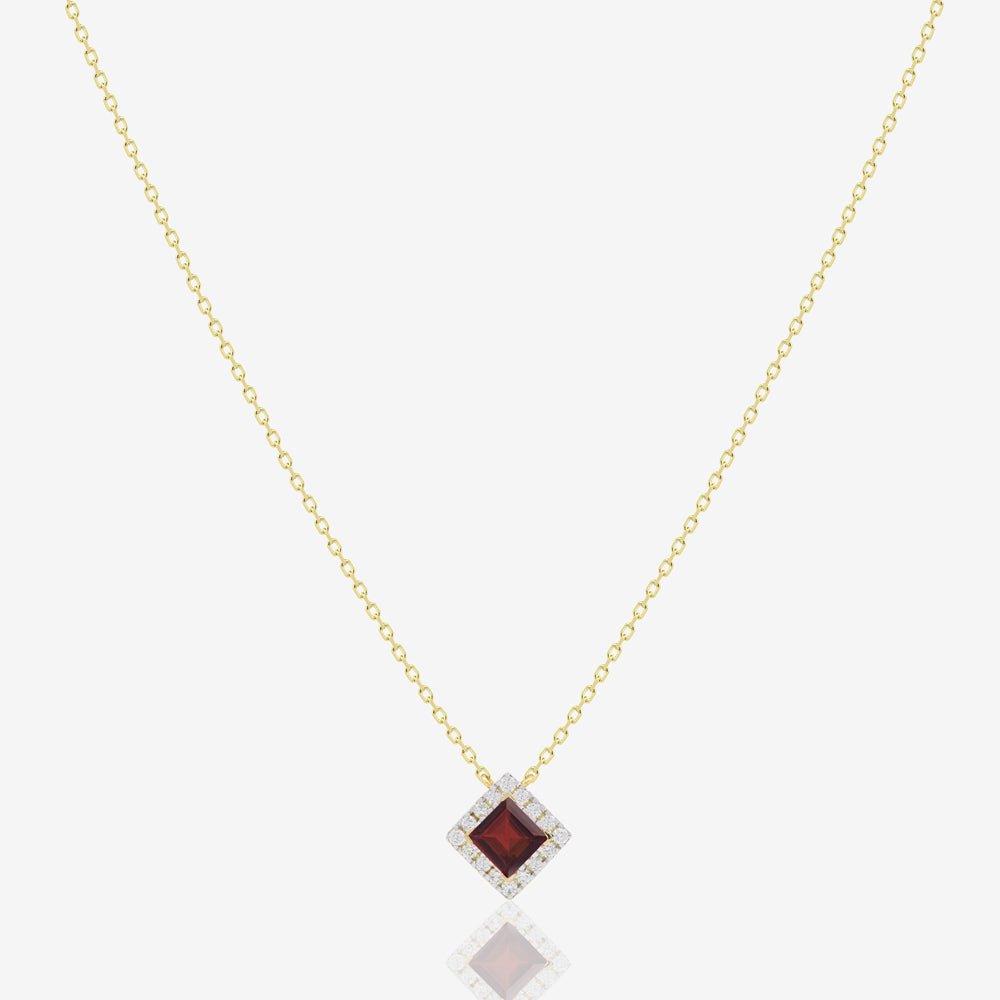 Roda Necklace in Diamond and Garnet - 18k Gold - Ly