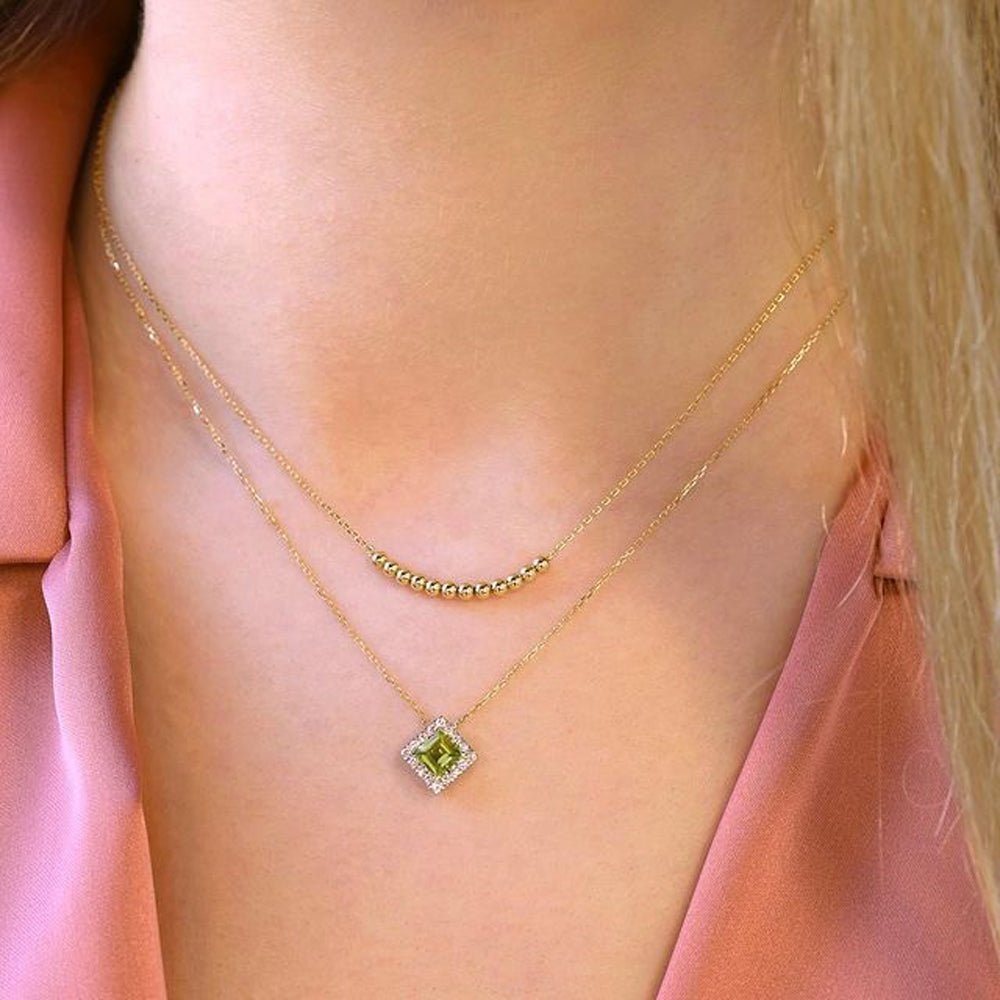 Roda Necklace in Diamond and Peridot - 18k Gold - Ly