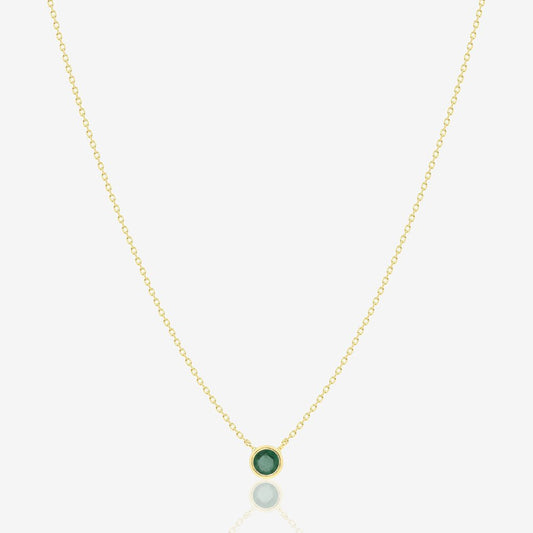 Round Emerald Necklace - 18k Gold - Ly