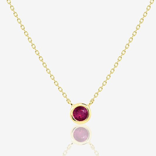 Round Ruby Necklace - 18k Gold - Lynor