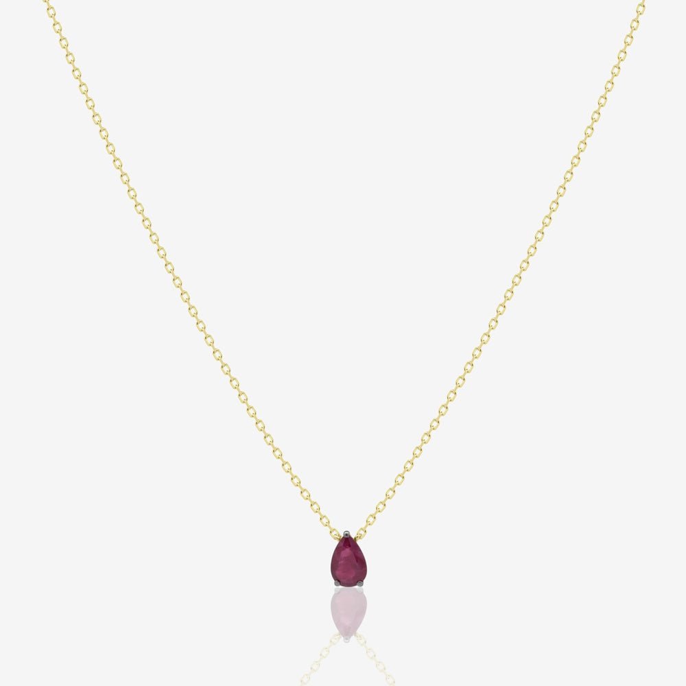 Ruby Pear Necklace - 18k Gold - Ly