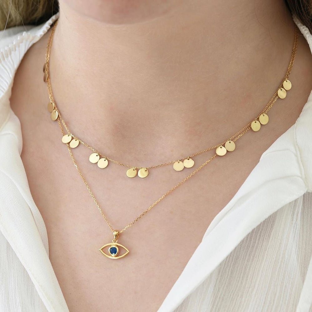 Sapphire Eye Necklace - 18k Gold - Ly