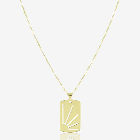 Side Rays Tag Necklace - 18k Gold - Ly