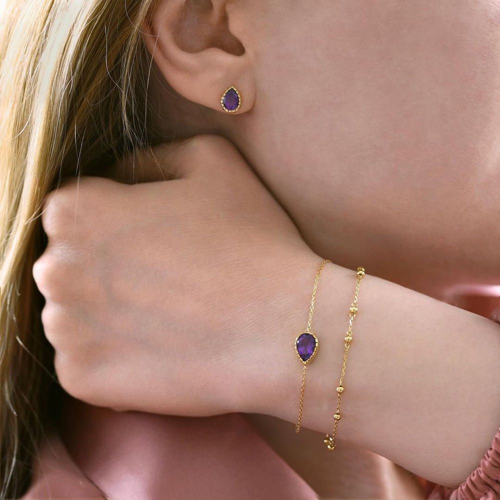Sienna Earrings in Amethyst - 18k Gold - Ly