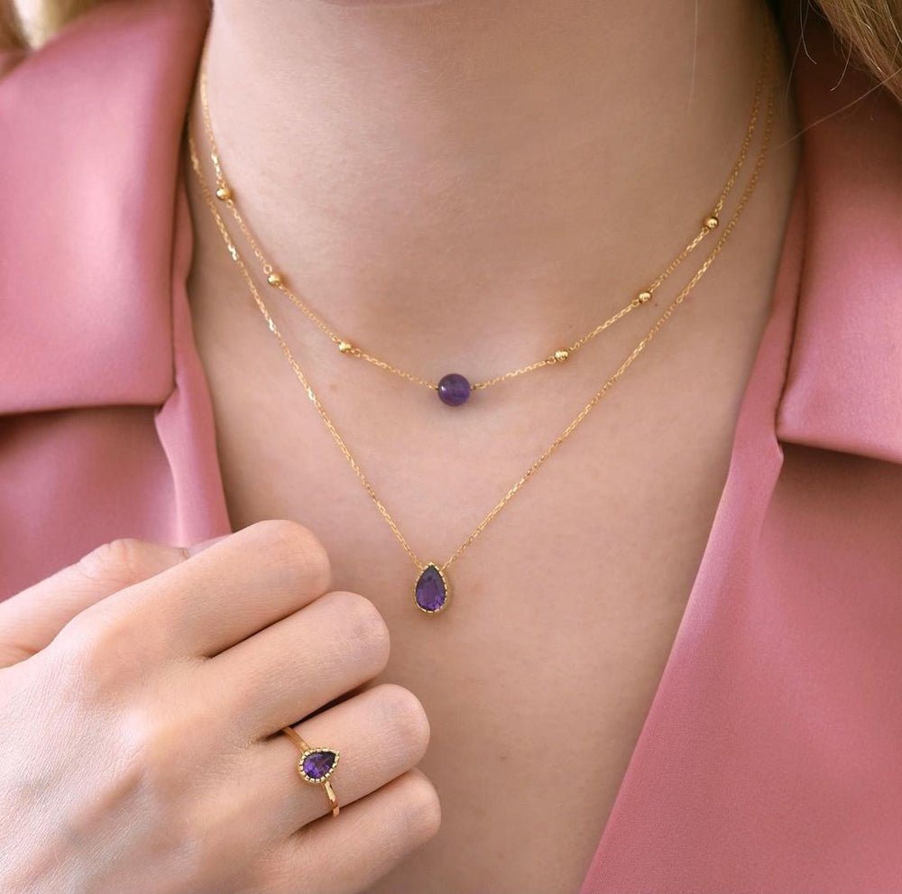 Sienna Necklace in Amethyst - 18k Gold - Ly