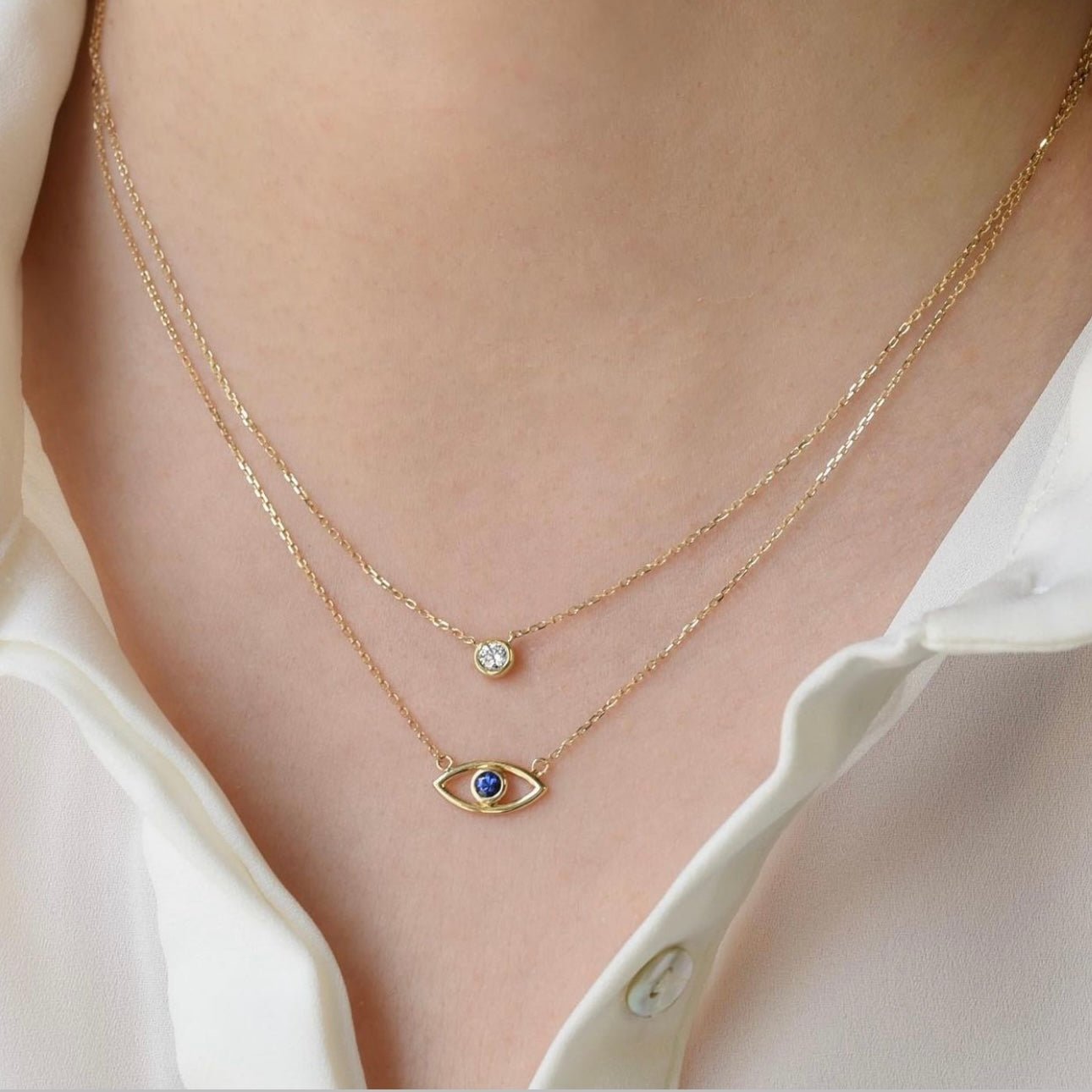 Solitaire Necklace in Diamond - 18k Gold - Lynor