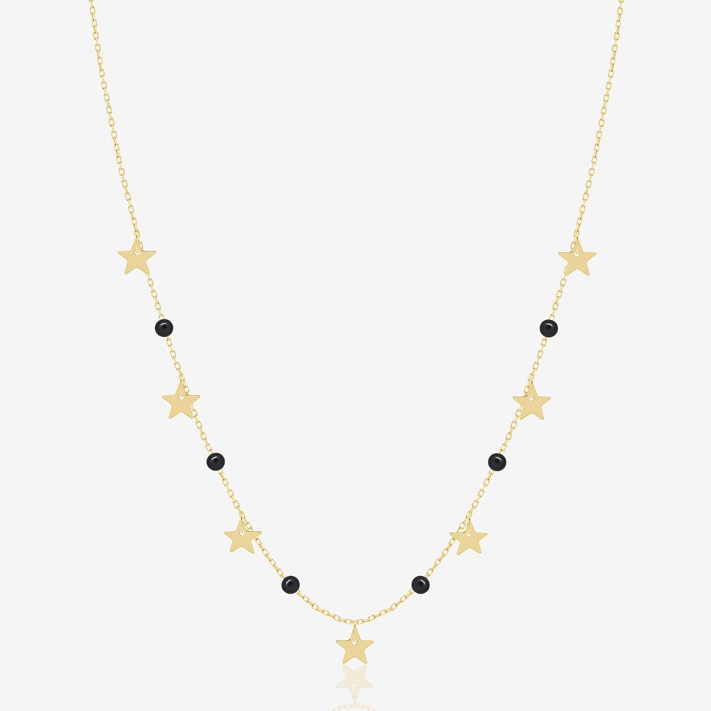 Stars Necklace in Black Pearl - 18k Gold - Ly