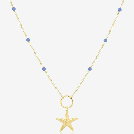 Stella Lock Necklace in Blue Agate - 18k Gold - Ly