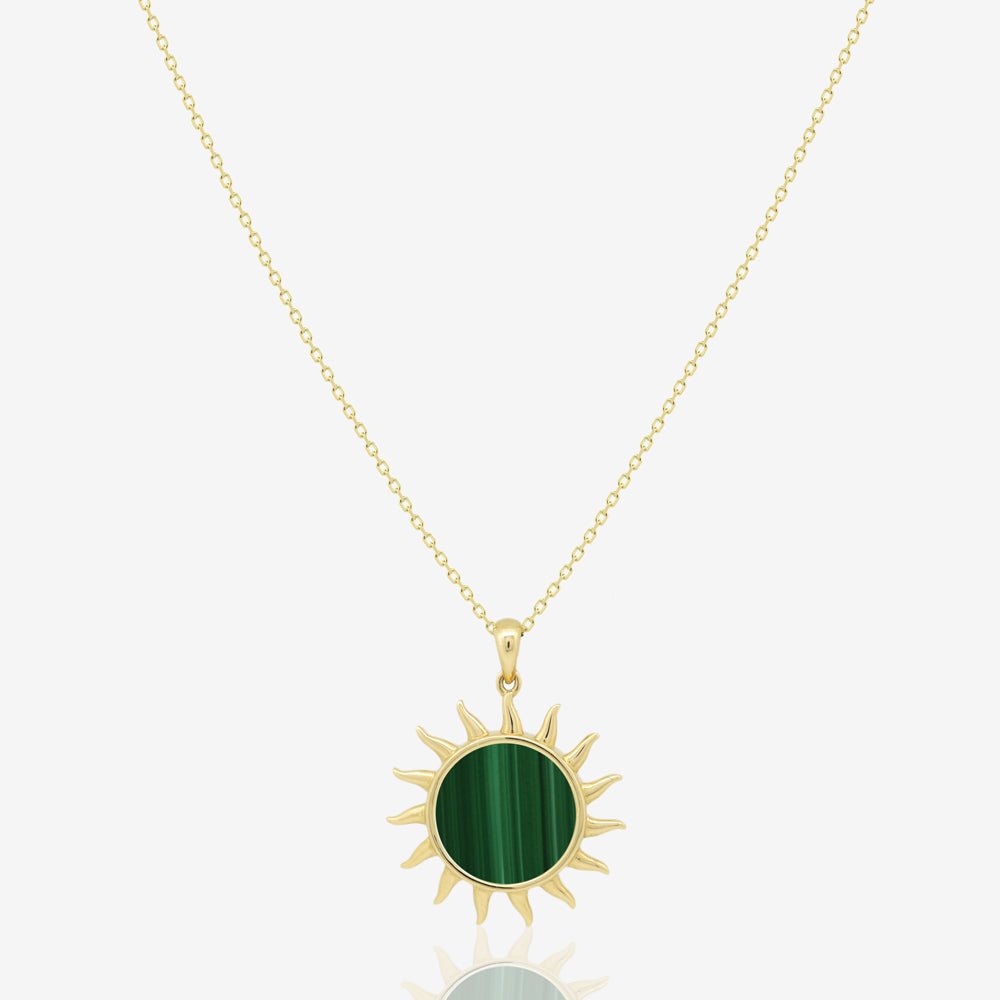 Sun Necklace in Green Malachite - 18k Gold - Ly