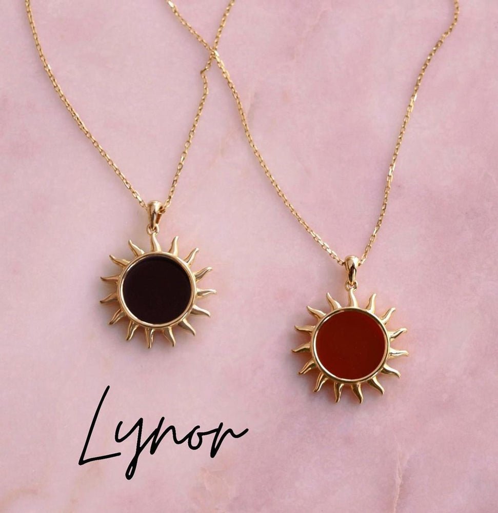 Sun Necklace in Red Carnelian - 18k Gold - Ly