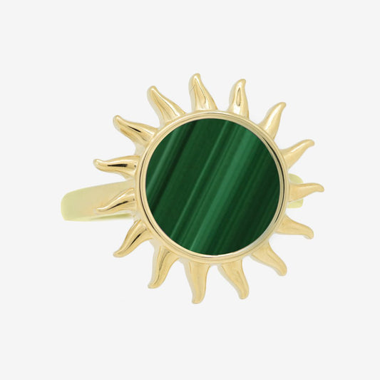 Sun Ring in Green Malachite - 18k Gold - Ly