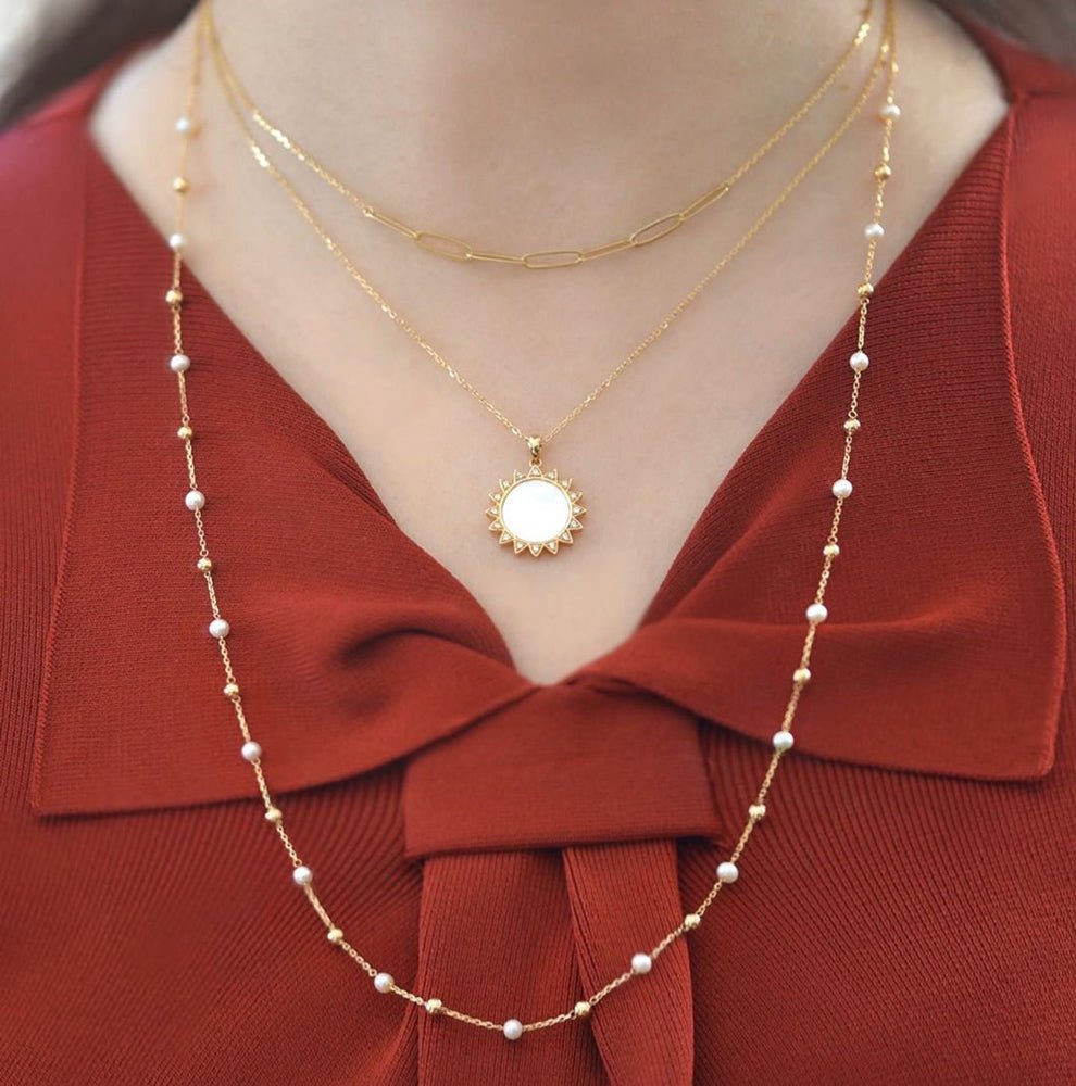 Sunshine Necklace in Mother of Pearl - 18k Gold - Ly