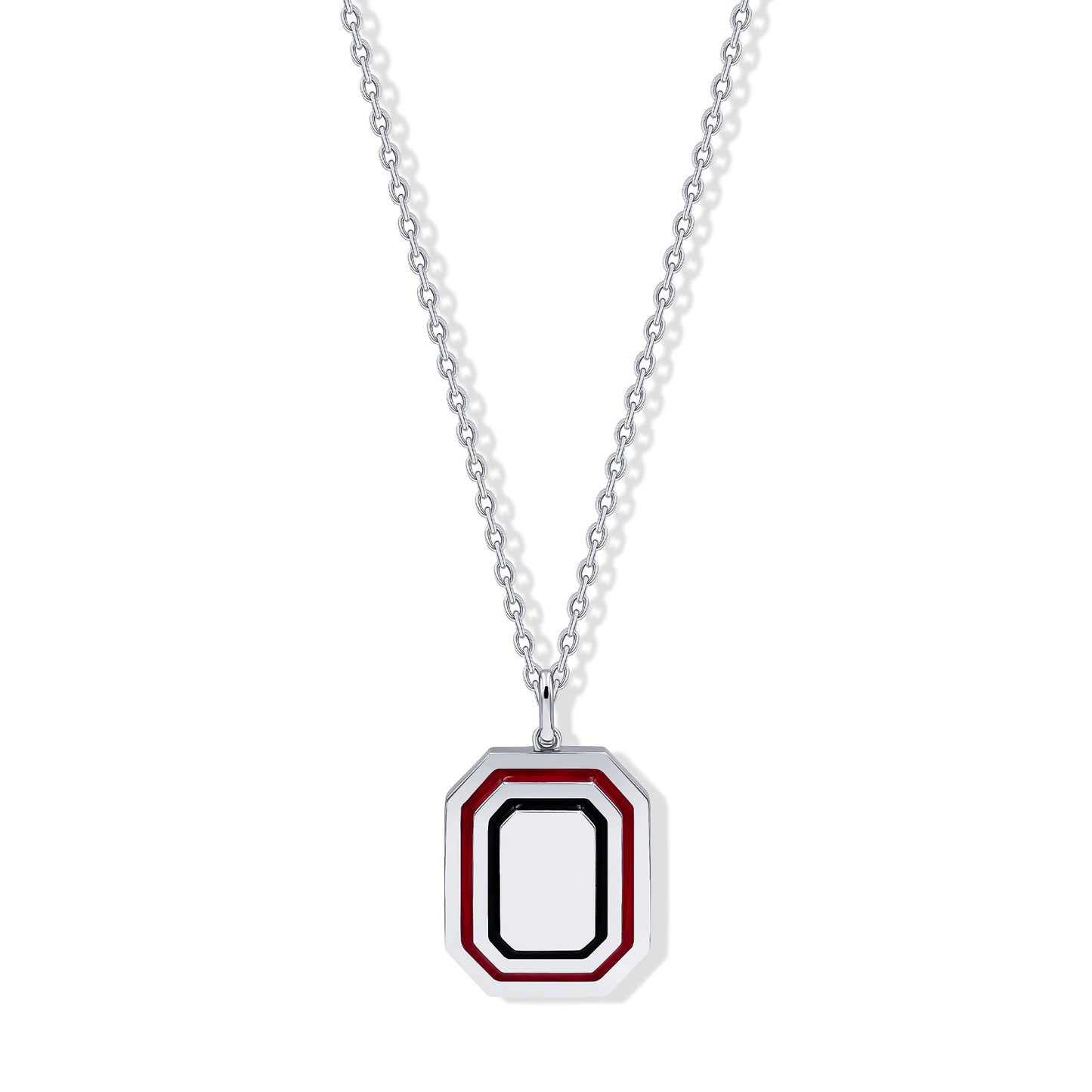 Ted Necklace, Red and Black Enamel - Platinum - for Him - 18k Gold - Lynor