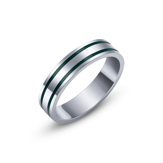 Ted Ring , Green Enamel - Platinum, for him - 18k Gold - Lynor