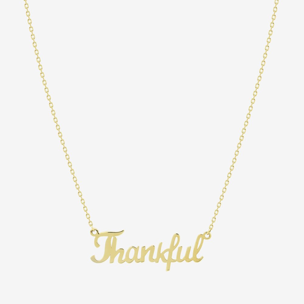 Thankful Mantra Necklace - 18k Gold - Ly