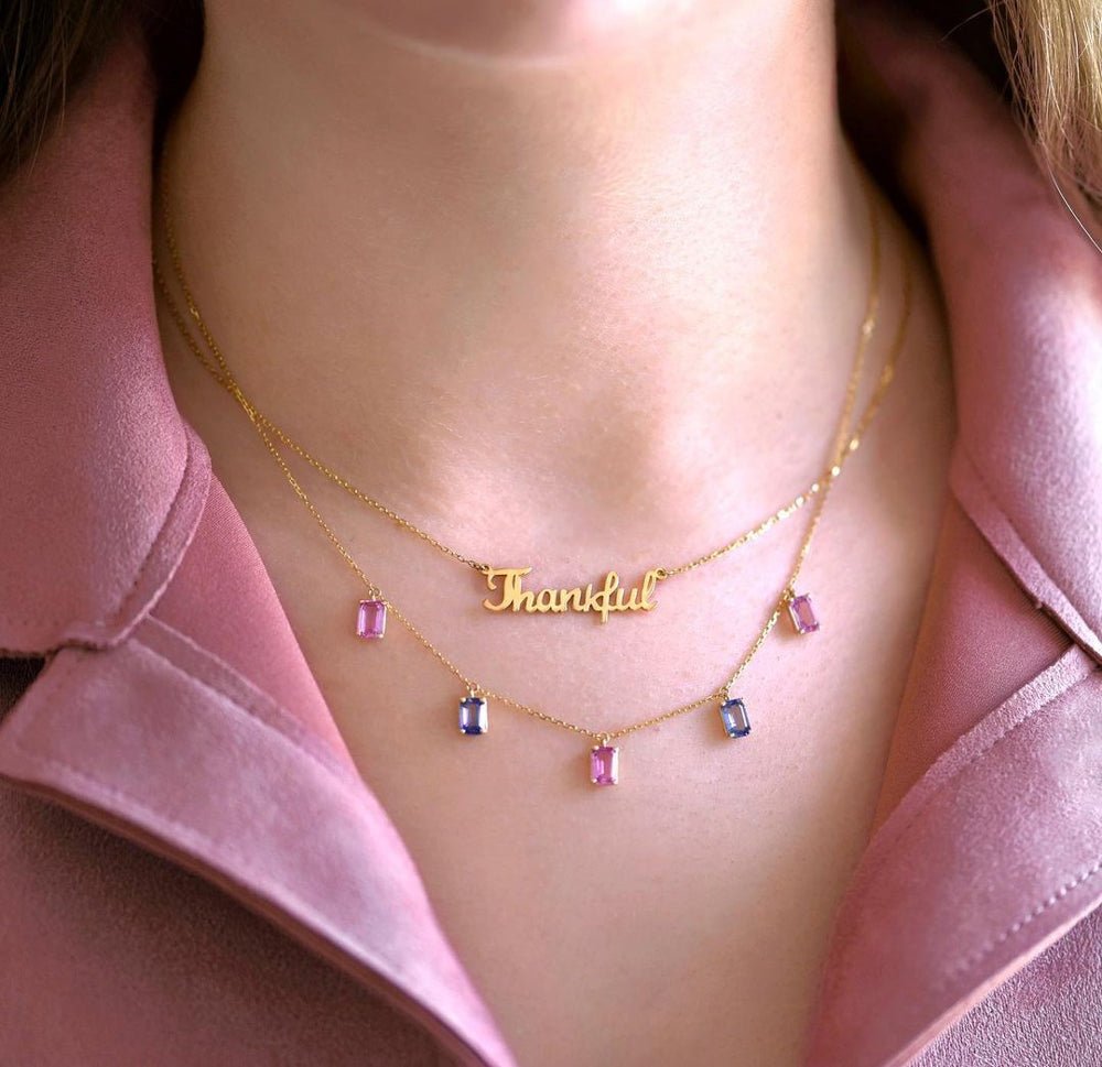 Thankful Mantra Necklace - 18k Gold - Ly