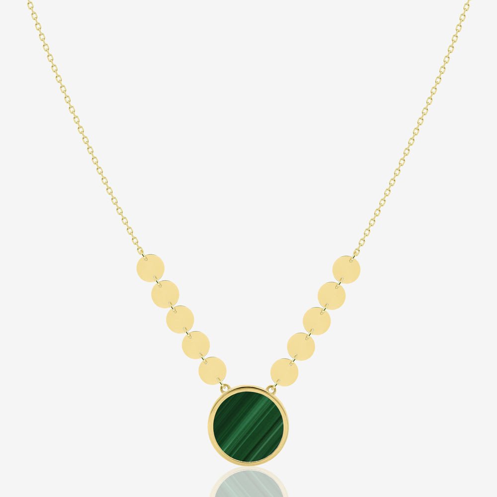 Tigri Lunas Necklace in Green Malachite - 18k Gold - Ly