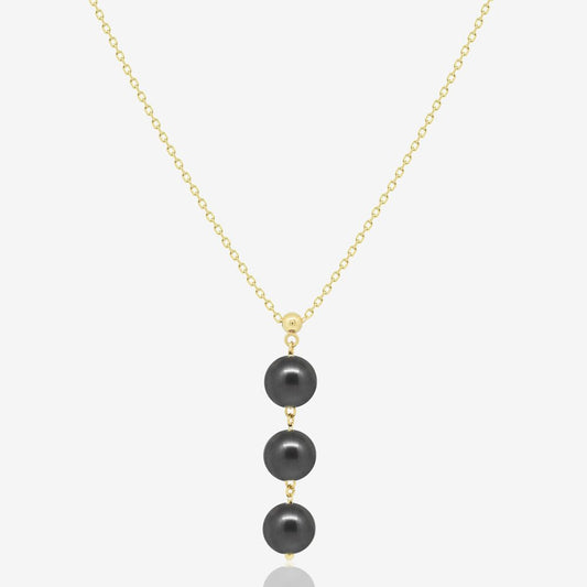 Triple Black Pearl Necklace - 18k Gold - Ly