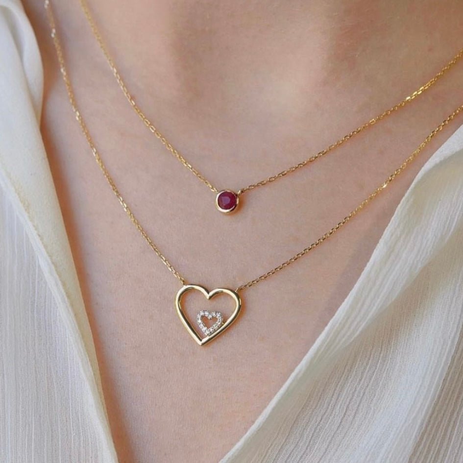 Una Heart Necklace in Diamond - 18k Gold - Lynor