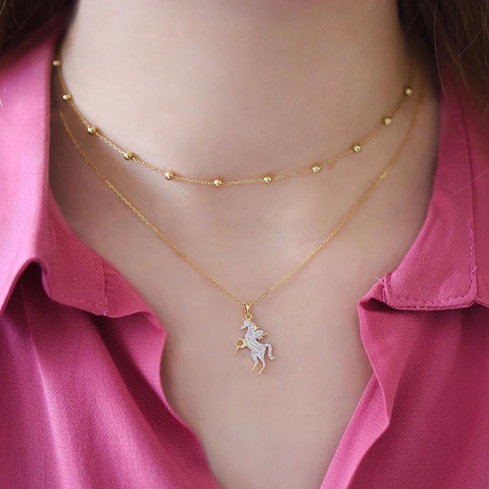 Unicorn Necklace in Diamond - 18k Gold - Ly