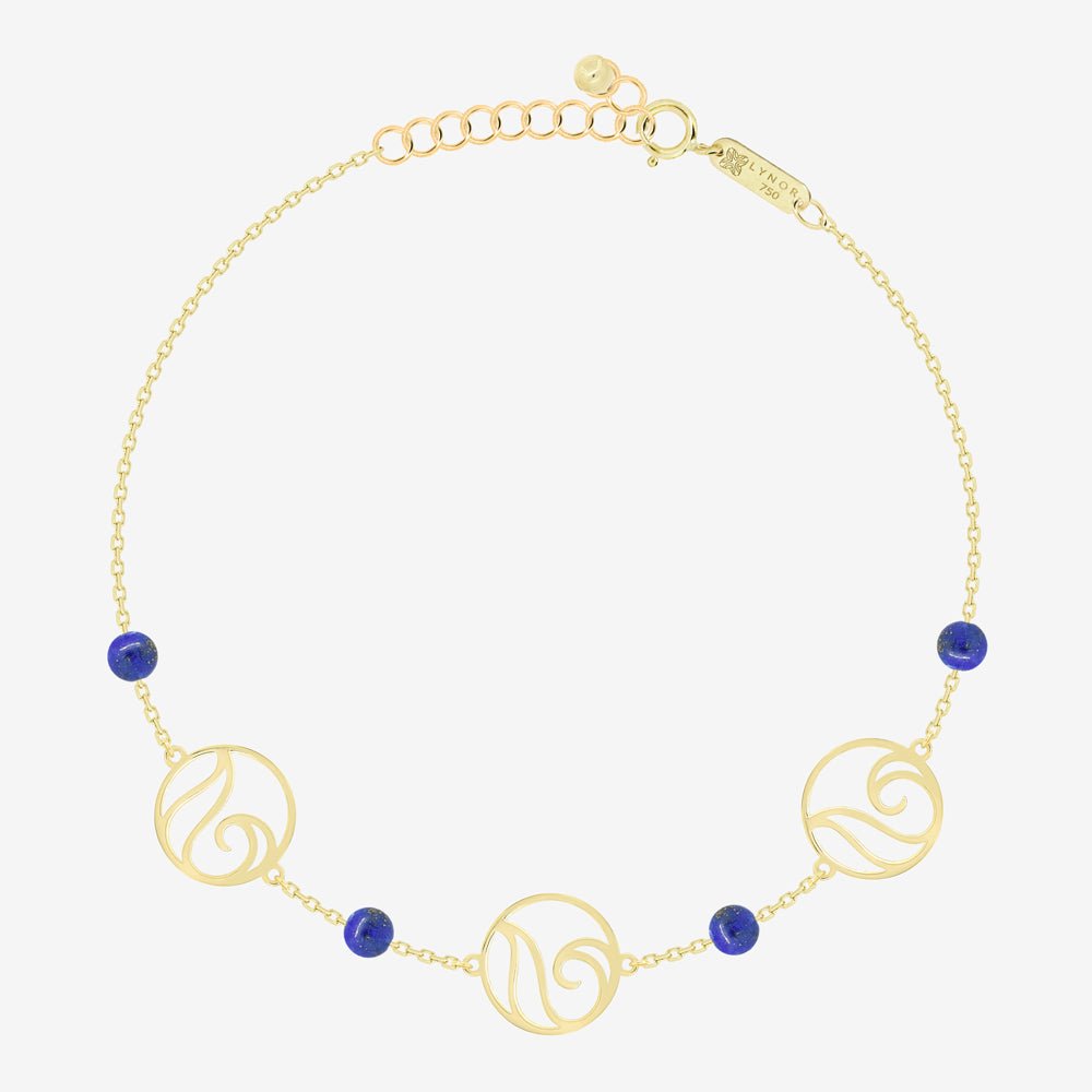 Waves Bracelet in Lapiz Lazuli - 18k Gold - Ly