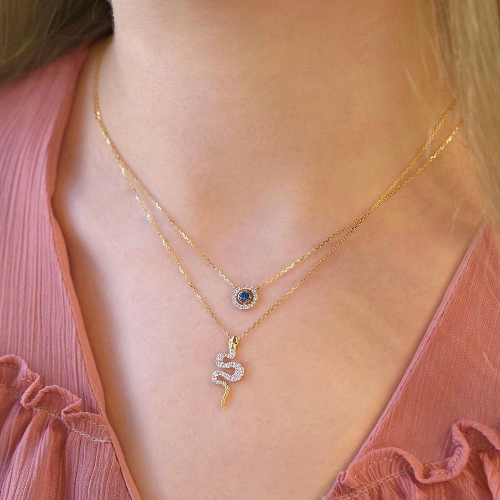 Yona Necklace in Diamond & Sapphire - 18k Gold - Ly