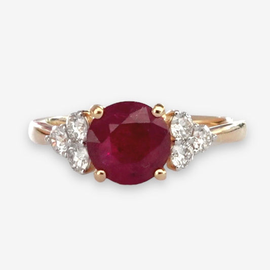 Zelie Ring in Diamond and Ruby - 18k Gold - Lynor